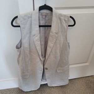 J. Jill Linen Vest Gray Silver Metalic Size L